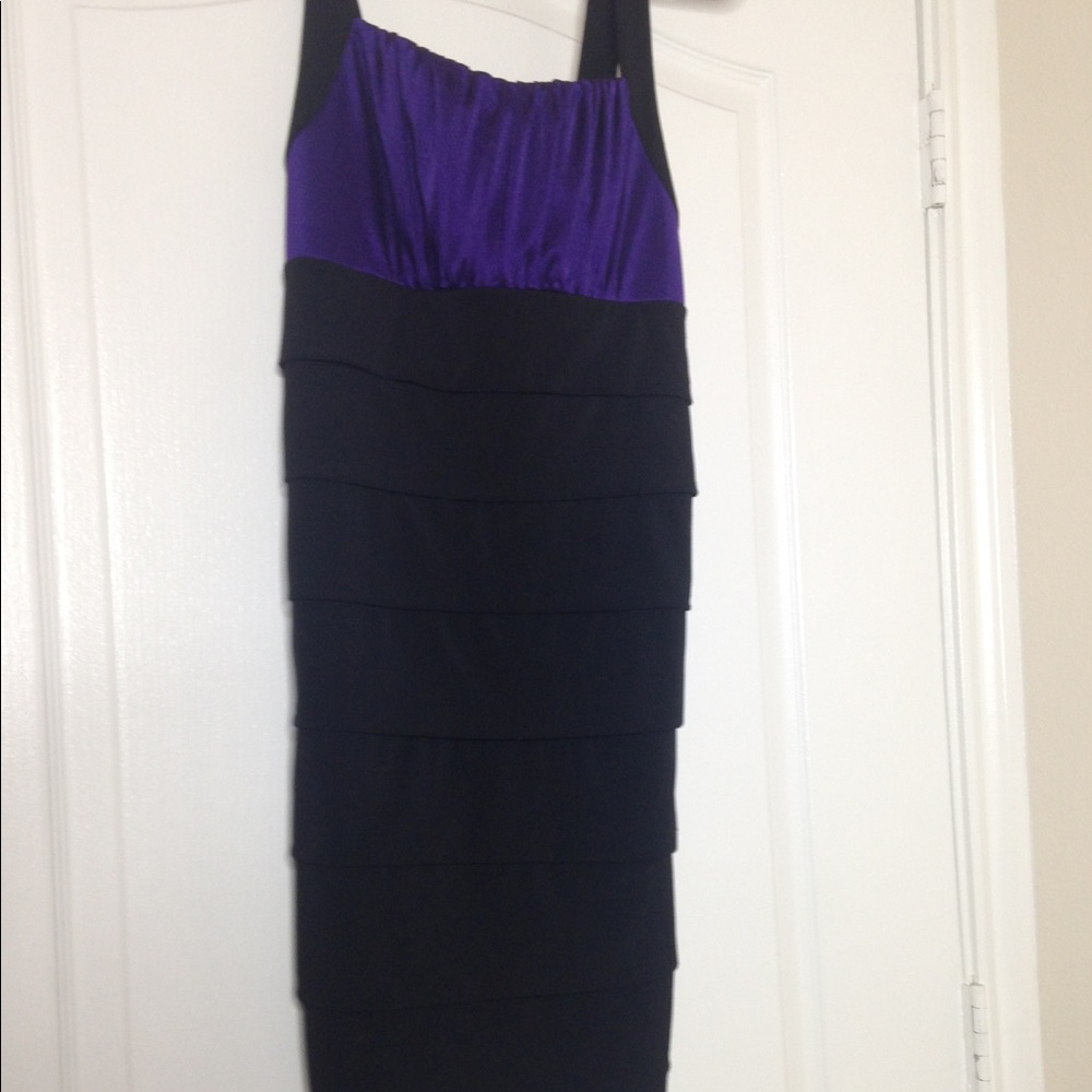 Purple and black mini dress
